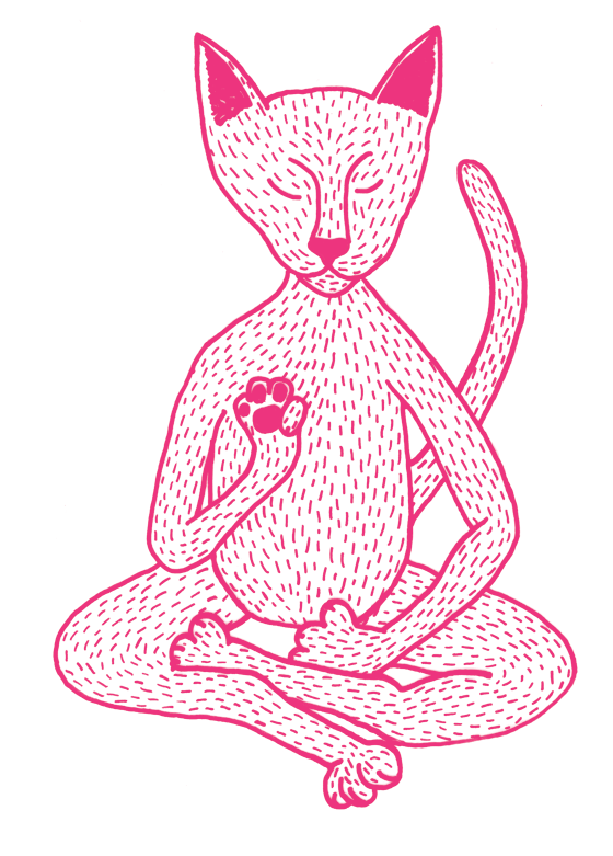 FLO-FLO - Florence Boudet - drawing - illustration - cat - zen - pink - yoga - buddha - wise
