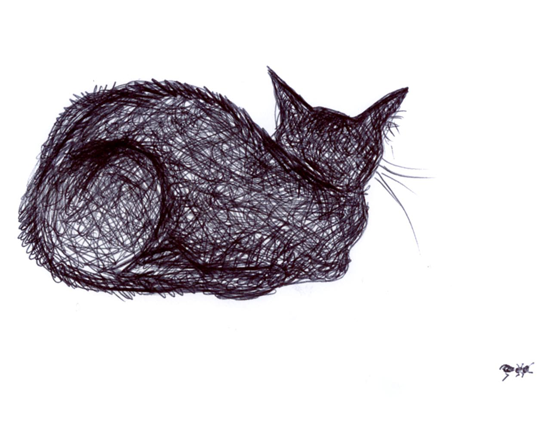 FLO-FLO - Florence Boudet - drawing - illustration - cat - insect - ant - biro - ball-point pen - desk