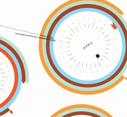 Design de l'information : projet pour calendrier-agenda BOZAR, design de l'information. © Florence Boudet