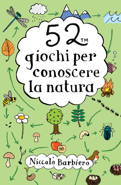 Illustrations et lettrages de 52 cartes-activités, "découverte nature", publié par Magazzini Salani Editore, par Florence Boudet
